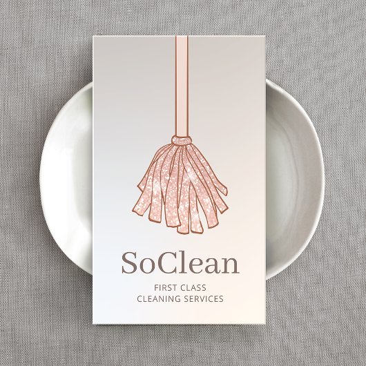 Schoonmaakservice met Roos Gold Glitter Bus Visitekaartje