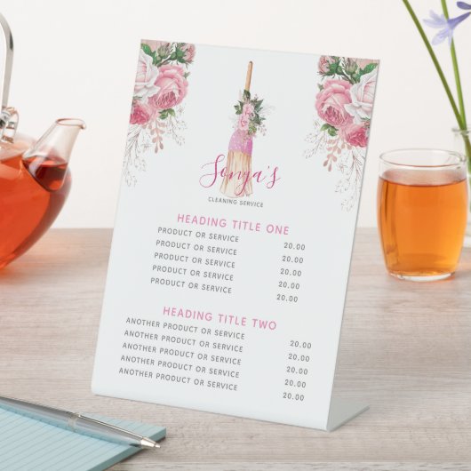 Schoonmaakservice Moderne Business Broom Reclamebord Met Voetstuk (Insitu)