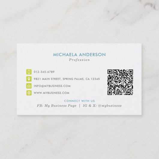 Schoonmaakservice Moderne Logo & QR-code Visitekaartje (Achterkant)