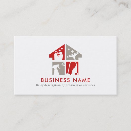 Schoonmaakservice Moderne Logo & QR-code Visitekaartje (Voorkant)