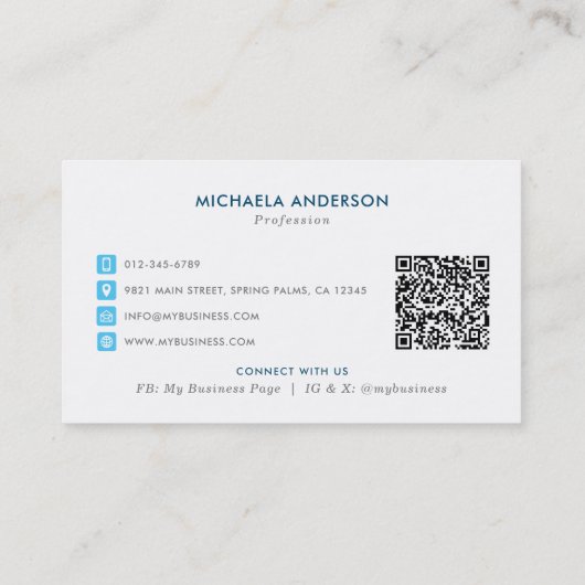 Schoonmaakservice Moderne Logo & QR-code Visitekaartje (Achterkant)