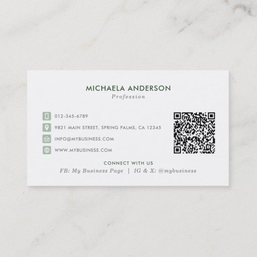 Schoonmaakservice Moderne Logo & QR-code Visitekaartje (Achterkant)