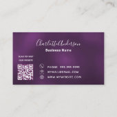 Schoonmaakservice paarse zilveren glitter QR-code Visitekaartje (Achterkant)