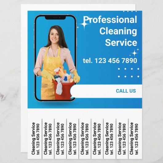 Schoonmaakservice Promotie Flyer Scheur van strips (Voorkant / Achterkant)