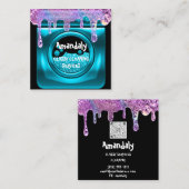 Schoonmaakservice QRCode Laundy Drip Soap Pink Bla Vierkante Visitekaartje (Voorkant / Achterkant)