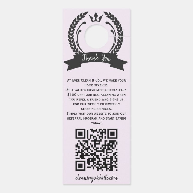 Schoonmaakservice Referral Deur Hanger (Achterkant)