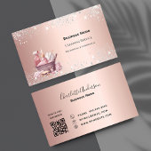 Schoonmaakservice roos goud sprankelt stof QR-code Visitekaartje