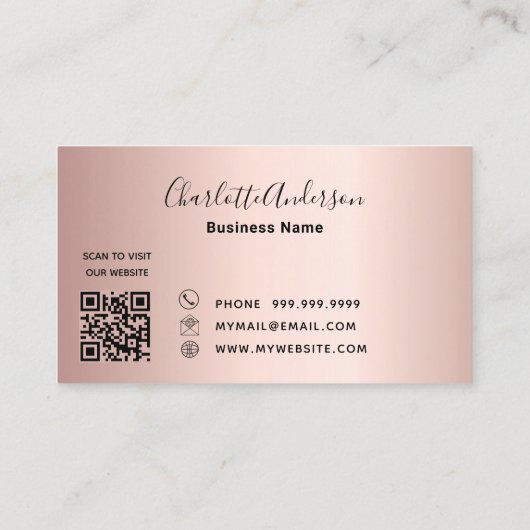 Schoonmaakservice roos goud sprankelt stof QR-code Visitekaartje (Achterkant)