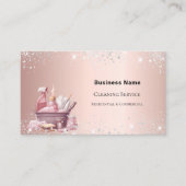 Schoonmaakservice roos goud sprankelt stof QR-code Visitekaartje (Voorkant)