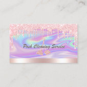 Schoonmaakservice Roze glitterschijven en iriseren Visitekaartje (Achterkant)