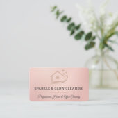 Schoonmaakservice Roze Goud QR-code Visitekaartje (Staand voorkant)