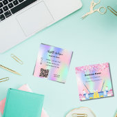 Schoonmaakservice roze holografisch stof QR-code Vierkante Visitekaartje