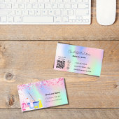 Schoonmaakservice roze holografische QR-code Visitekaartje