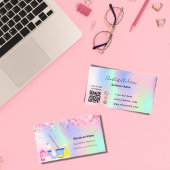 Schoonmaakservice roze holografische QR-code Visitekaartje