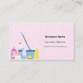 Schoonmaakservice roze QR code foto premium Visitekaartje (Voorkant)