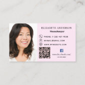 Schoonmaakservice roze QR code foto Visitekaartje (Achterkant)