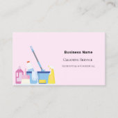 Schoonmaakservice roze QR code foto Visitekaartje (Voorkant)