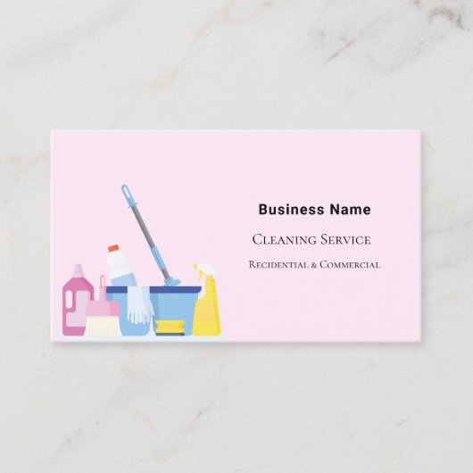 Schoonmaakservice roze QR code foto Visitekaartje (Voorkant)