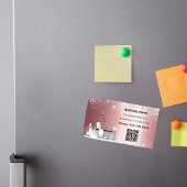 Schoonmaakservice roze zilver glitter stof QR code Magnetisch Visitekaartje