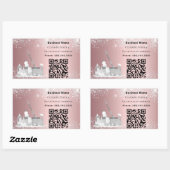Schoonmaakservice roze zilver glitter stof QR code Rechthoekige Sticker (Vel)
