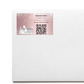Schoonmaakservice roze zilver glitter stof QR code Rechthoekige Sticker