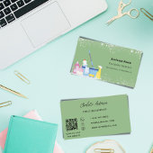 Schoonmaakservice Sage groen zilver stof QR-code Visitekaartje