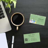 Schoonmaakservice Sage groen zilver stof QR-code Visitekaartje