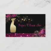 Schoonmaakservice Spray Bottle Floral Glitter Visitekaartje (Voorkant)