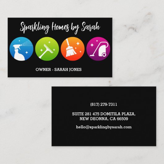 Schoonmaakservice visitekaartjes Huisreiniger (Voorkant / Achterkant)