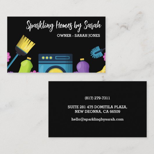 Schoonmaakservice visitekaartjes Huisreiniger (Voorkant / Achterkant)
