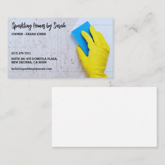 Schoonmaakservice visitekaartjes Huisreiniger (Voorkant / Achterkant)