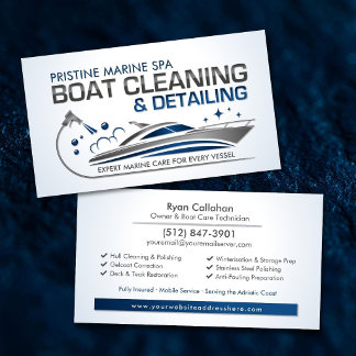 Schoonmaakservice voor boten en maritieme detaille visitekaartje