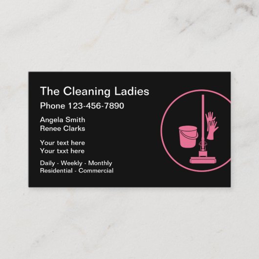 schoonmaakservice voor dames visitekaartje (Voorkant)