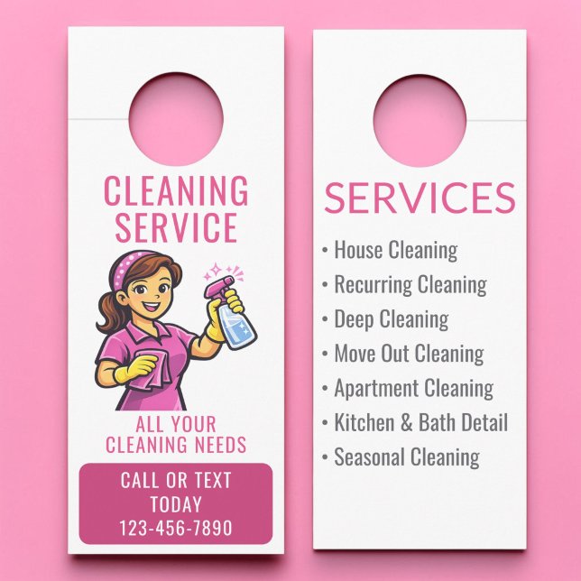 Schoonmaakservice voor huizen deurhanger (Creator heeft geüpload)