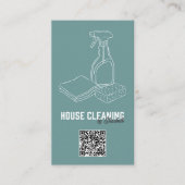 Schoonmaakservice voor huizen Teal moderne QR-code Visitekaartje (Voorkant)