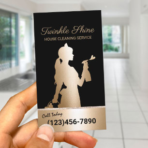 Schoonmaakservice voor meisjes Zwart & Goud Housek Visitekaartje