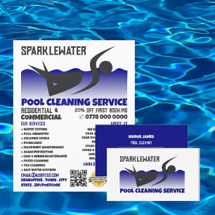 Schoonmaakservice voor pool-zwemblageontwerp flyer