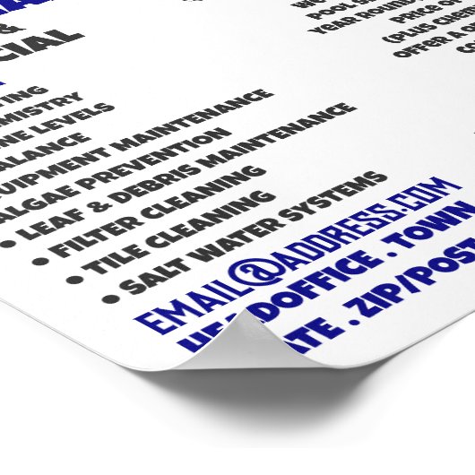 Schoonmaakservice voor pool-zwemblageontwerp poster (Hoek)
