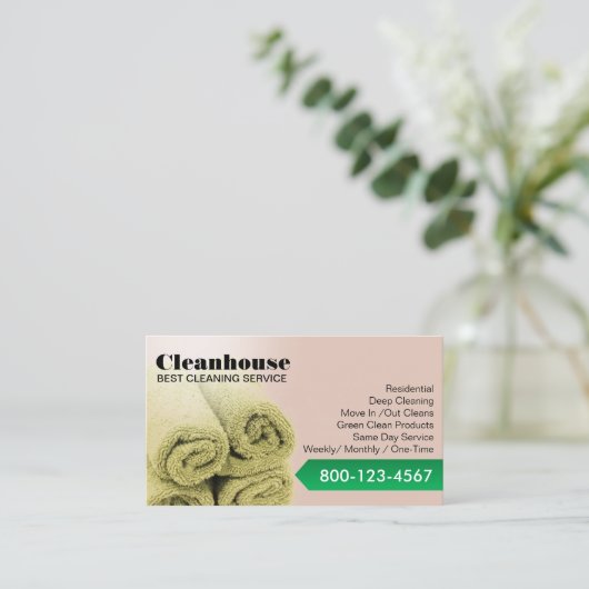 Schoonmaakservice voor professioneel gebruik Blush Visitekaartje (Staand voorkant)