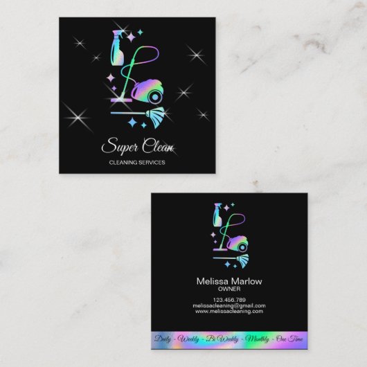 Schoonmaakservice voor schoonmaakpersoneel HOLOGRA Vierkante Visitekaartje (Voorkant / Achterkant)