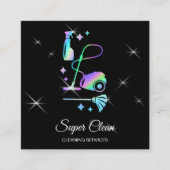 Schoonmaakservice voor schoonmaakpersoneel HOLOGRA Vierkante Visitekaartje (Voorkant)