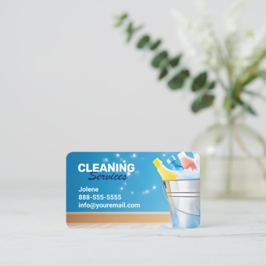 Schoonmaakservice voor schoonmaaksters visitekaartje (Staand voorkant)