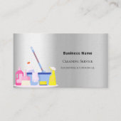 Schoonmaakservice zilver QR code foto premium Visitekaartje (Voorkant)