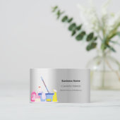 Schoonmaakservice zilver QR code foto premium Visitekaartje (Staand voorkant)