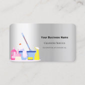 Schoonmaakservice zilver QR code foto Visitekaartje (Voorkant)