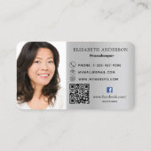Schoonmaakservice zilver QR code foto Visitekaartje (Achterkant)