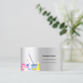 Schoonmaakservice zilver QR code foto Visitekaartje (Staand voorkant)