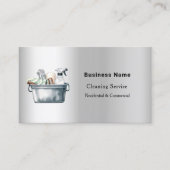 Schoonmaakservice zilver QR code social media Visitekaartje (Voorkant)