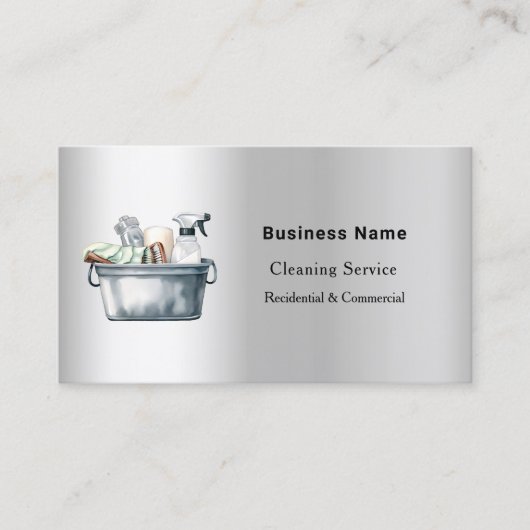 Schoonmaakservice zilver QR code social media Visitekaartje (Voorkant)