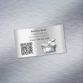Schoonmaakservice zilveren QR-code Magnetisch Visitekaartje (Voorbeeld)